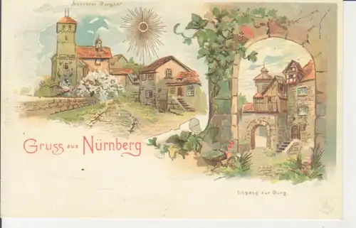 Nürnberg - Äusserer Burghof und Eingang, Stadtpost gl19? 228.356