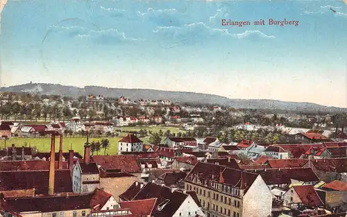 Erlangen - Panorama mit Burgberg feldpgl1916 166.407