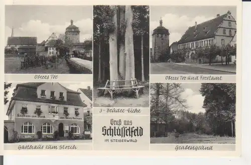 Schlüsselfeld - Tore und Forsthaus, Eiche, Gasthaus, Grabengrund gl1955? 228.458