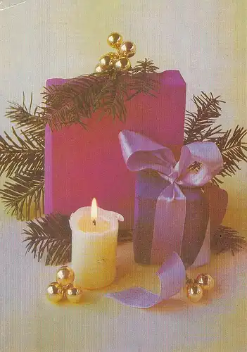 Weihnachten-u.Neujahr-Wünsche mit Geschenken glum 1980? E3918