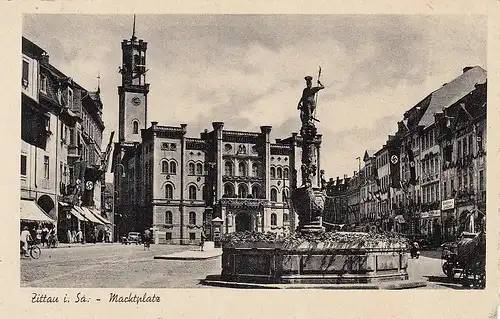 Zittau, Marktplatz mit Rathaus gl1941 E4090