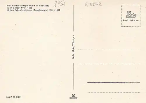 Schloß Mespelbrunn, Spessart,Mehrbildkarte mit Historie ngl E5052