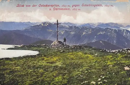 Oetscherspitze gegen Scheiblingstein und Dürrenstein glum 1910? E7754