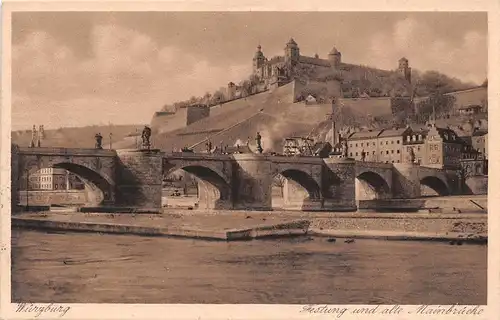 Würzburg - Festung und alte Mainbrücke gl1926 167.346