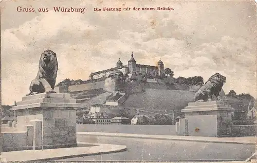 Würzburg - Festung Marienberg mit der neuen Brücke gl19? 167.376