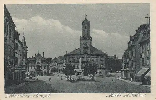 Schneeberg i.Erzgeb.,Markt und Rathaus ngl E4100