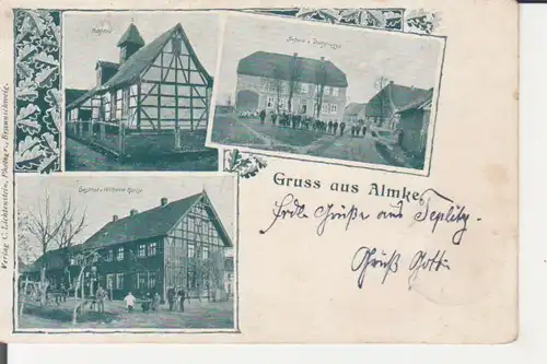 Almke - Kapelle, Schule und Dorfstraße, Gasthof gl~1900 228.529