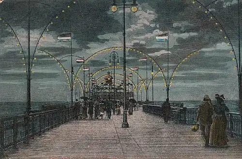 Schevingen, Landungsbrücke (?) bei Nacht gl1911 E4983