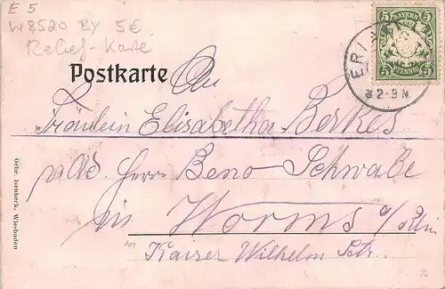 Erlangen - Kunstbrunnen im Schloßgarten, Reliefkarte gl1908 166.421