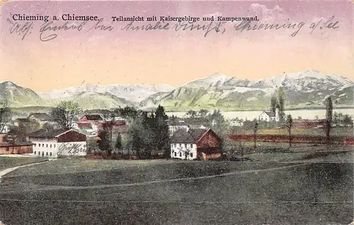 Chieming a. Chiemsee Teilansicht mit Kaisergebirge u. Kampenwand gl1935 165.958