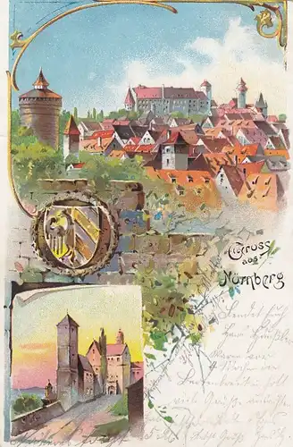 Gruß aus Nürnberg, Litho, Wappen gl1899 E8014