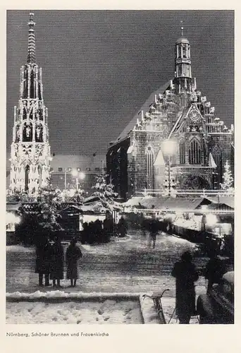 Nürnberg, Schöner Brunnen und Frauenkiche in Winter-Nacht ngl E6792