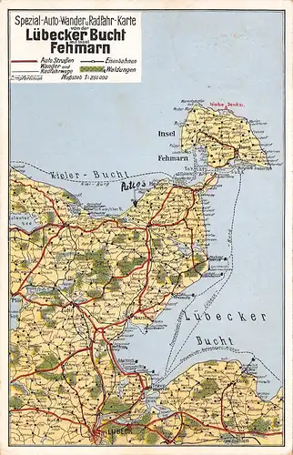 Lübeck Autokarte Lübecker Bucht mit Insel Fehmarn gl193? 165.615