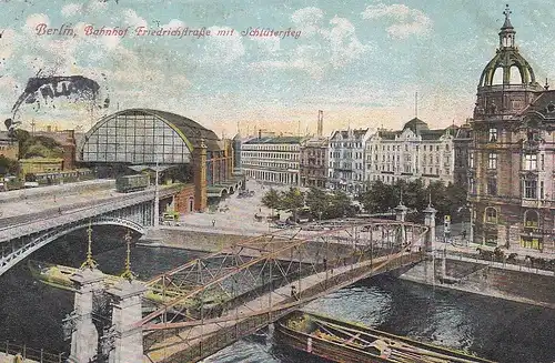 Berlin, Bahnhof Friedrichstrasse mit Schlütersteg gl1913 E8111