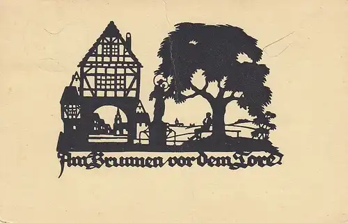 A.M.SCHWINDT, Scherenschnitte Am Brunnen vor dem Tore gl1935 E5542