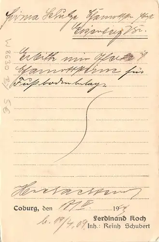 Coburg - Ferdinand Koch, Eisenwaren Inh. R. Schubert gl1909 166.800