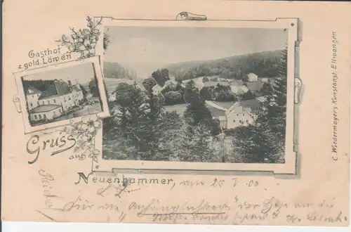 Neuenhammer (Georgenberg) Gasthof zum goldenen Löwen, Panorama gl1900 227.929