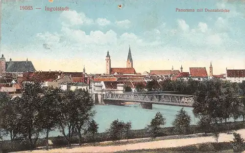 Ingolstadt - Panorama mit Donaubrücke gl1920 166.268