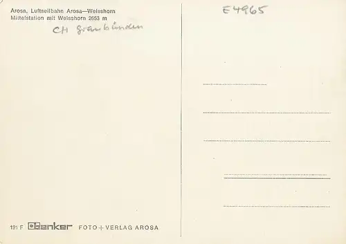 Arosa. Luftseilbahn Mittelstation, mit Weisshorn ngl E4965