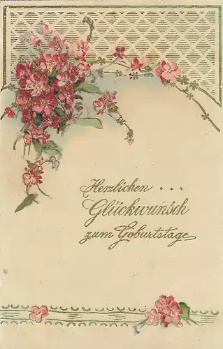 Geburtstag-Wünsche mit Blumengebinde glum 1910? E8217