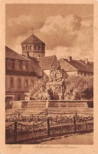 Bayreuth - Markgrafenturm mit Brunnen ngl 166.665