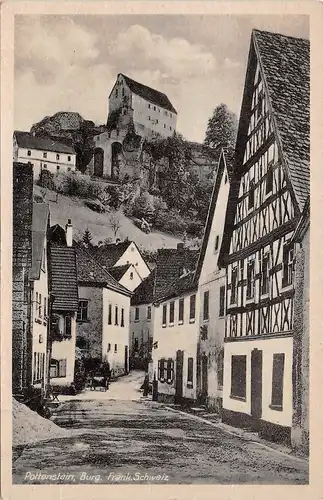 Pottenstein - Gasse mit Blick zur Burg gl1943? 166.754