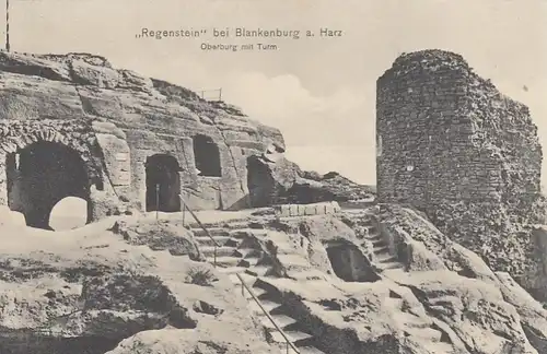 Blankenburg, Harz, Burgruine Regenstein, Oberburg mit Turm ngl E8379
