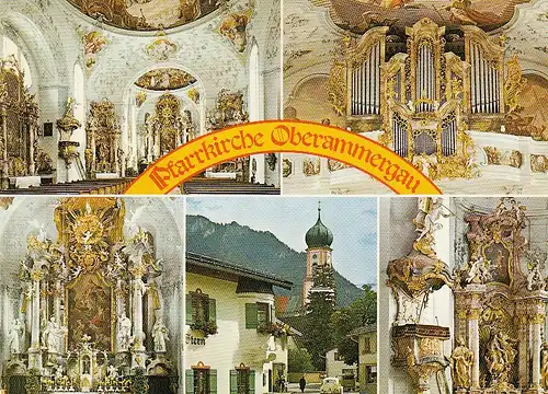 Oberammergau, Obb., Pfarrkirche St.Peter und Paul, Mehrbildkarte ngl E5186