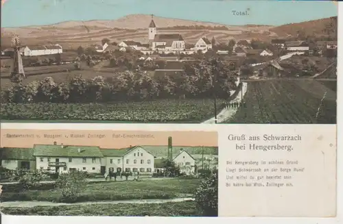 Schwarzach (Hengersberg) Gasthaus/Metzgerei Zollinger,Post,Total gl1919 228.062