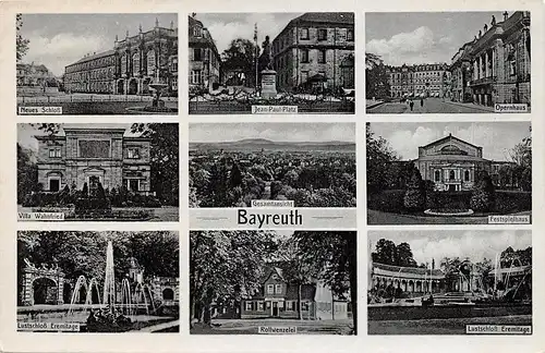 Bayreuth - Panorama und Teilansichten, Mehrbildkarte ngl 166.642