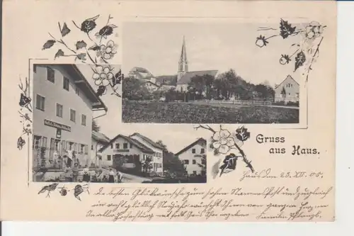 Haus im Wald - Gasthof/Bäckerei und Teilansicht mit Kirche gl1905 228.092