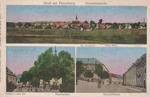 Thiersheim - Gesamtansicht, Marktplatz mit Gasthaus, Hauptstraße ngl 228.165