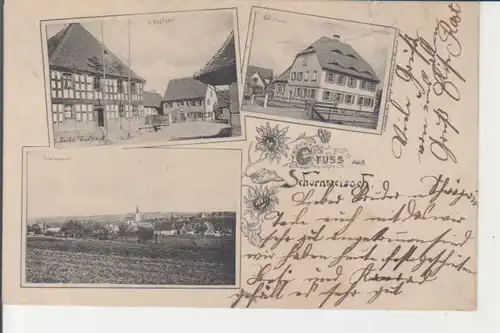 Schornweisach LITHO Gasthaus und Postamt, Schulhaus, Totale gl19? 228.267