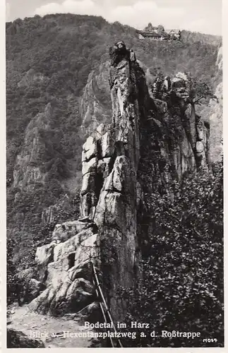 Bodetal/Harz, Blick vom Hexentanzplatz auf die Rßtrappe ngl E4638