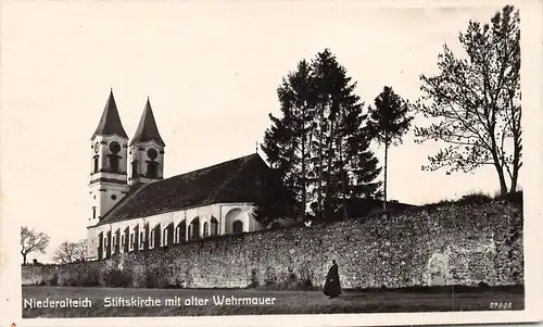 Niederalteich (Niederbayern) Stiftskirche mit alter Wehrmauer gl1927 167.334