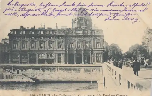 Paris, Le Tribunal de Commerce et le Pont au Charge gl1908 E9173