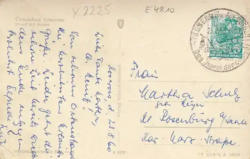 Ostseebad Koserow, Strandpartie mit Booten gl1960 E4810