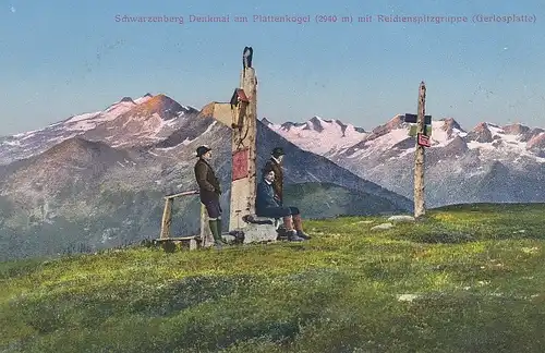 Schwarzenberg-Denkmal am Plattenkogel mit Reichenspitzgruppe ngl E5495