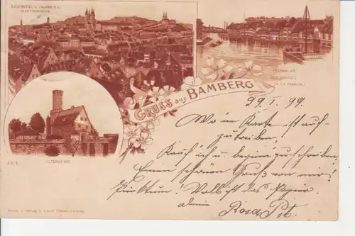 Bamberg LITHO Total Regnitzpartie Altenburg, Privatpost 4a gl1899 228.471