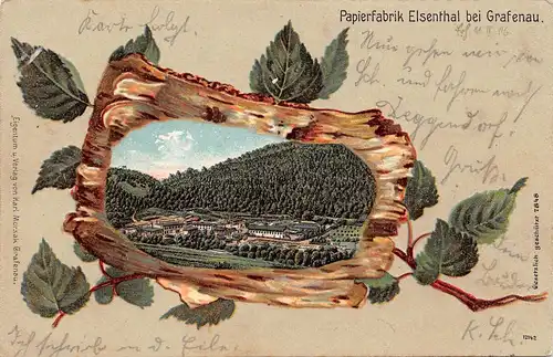 Papierfabrik Elsenthal bei Grafenau, Prägekarte gl1906 167.328