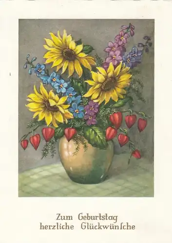 Geburtstag-Wünsche mit Sommerblumenvase gl1965? E6687