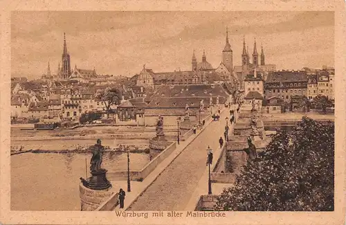 Würzburg - Stadtansicht mit alter Mainbrücke gl1921 167.378