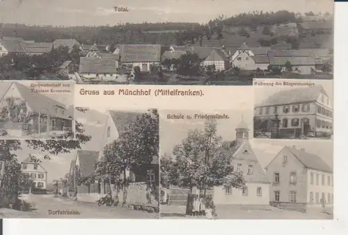 Münchhof - Wirtschaft Dorfstraße Schule Linde Wohnhaus feldpgl1916 228.455