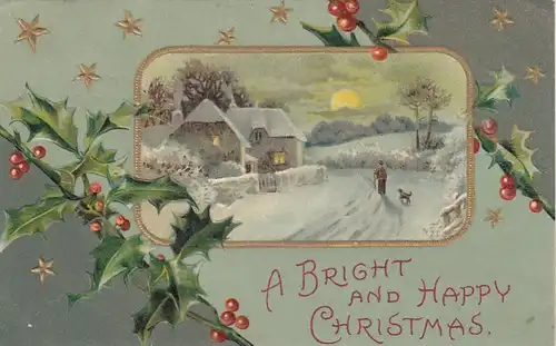 A bright and happy Christmas - Prägedruck gl1910 E8277