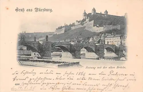 Würzburg - Festung Marienberg mit Mainbrücke ngl 167.451