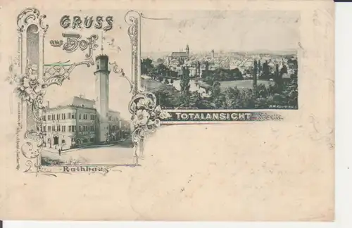 Hof i.B. LITHO Rathaus und Totalansicht gl1900 228.492