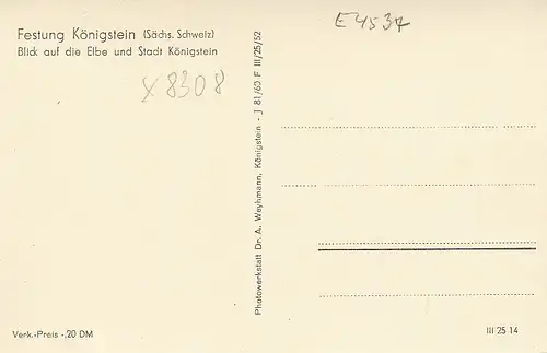 Sächs.Schweiz, Königstein, Elbe und Stadt ngl E4537