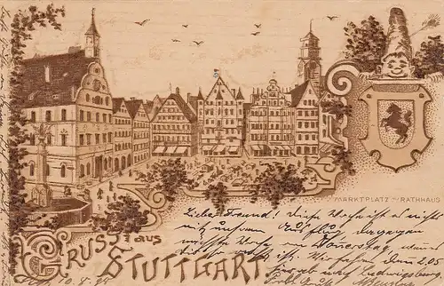 Stuttgart, Marktplatz mit Rathaus gl1898 E7028