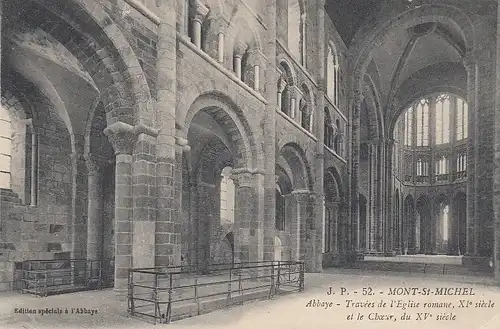 Mont-St-Michel, Abbaye, Travées de l'Eglise romane ngl E5971