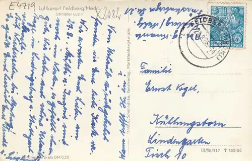 Luftkurort Feldberg/Meckl. Schmaler Luzin gl1956 E4719